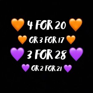 🧡4 for 20🧡 💜3 for 28💜